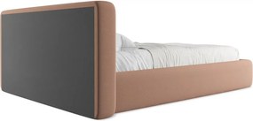 Letto matrimoniale imbottito rosa chiaro con contenitore con griglia 140x200 cm Kiana - Makamii