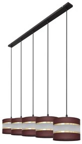 Lampadario a sospensione con filo HELEN 5xE27/15W/230V marrone/nero/oro