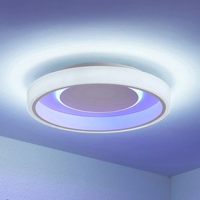 Plafoniera a LED Wikani Lindby, dimmerabile, Bianco / Opale, Soggiorno / Sala da pranzo, Metallo, Moderno, Plafoniera LED