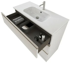 Mobile bagno a terra 100 cm Master bianco con lavabo e specchio