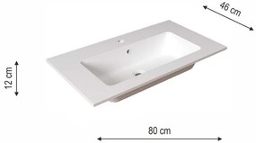 Lavabo a incasso rettangolare L 80.5 x H 14 x P 46 cm in resina bianco opaco