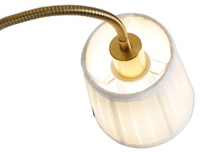 Lampada da terra classica bronzo con paralume in tessuto bianco e lampada da lettura - Retro
