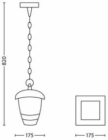 Philips 15386/30/16 - Lampadario a sospensione MYGARDEN CREEK 1xE27/60W/230V nero
