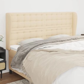 Testiera Ad Orecchio Crema 183x23x118/128 Cm İn Tessuto /