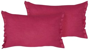 Set di 2 cuscini lino rosso 30 x 45 cm SASSAFRAS Beliani