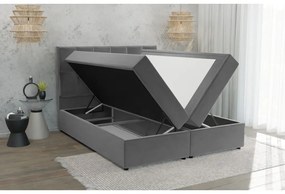 Letto matrimoniale imbottito grigio con spazio contenitivo 140x200 cm Flip - Ropez