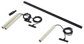 Sistema di illuminazione su binario moderno con 3 luci a sospensione beige e nere monofase - Slimline Keno