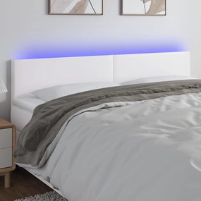 Testiera Bianca A Led 200x5x78/88 Cm İn Similpelle /