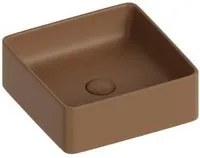 Lavabo d'appoggio quadrato in ceramica da 36x36 cm marrone - Serie Nature cod 82219