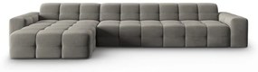 Divano angolare in velluto grigio (angolo sinistro) Kendal - Micadoni Home