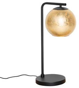 Lampada da tavolo di design nera con vetro dorato - Bert