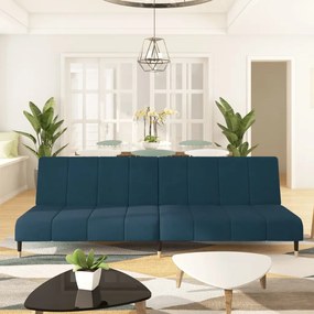 Divano Letto A 2 Posti Blu İn Velluto /
