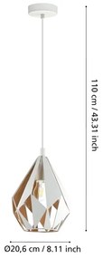 Eglo 43001 - Lampadario a sospensione con filo CARLTON 1xE27/60W/230V