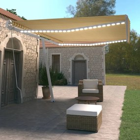 Tenda Da Sole Retrattile Manuale Led 400x350 Cm Giallo Bianco /