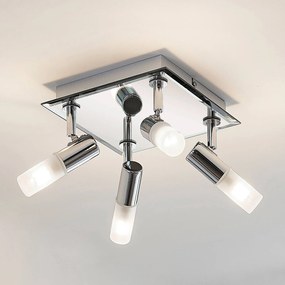 Plafoniera Zela Lindby, dimmerabile, Cromo / Argento, Bagno, Metallo, Moderno, Plafoniera
