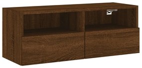 Mobile tv a parete rovere marrone 80x30x30 cm legno multistrato