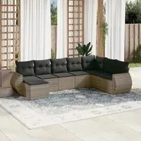 Set Divano da Giardino 8 pz con Cuscini Grigio in Polyrattan 3221759