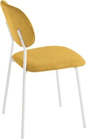 Sedia da pranzo in tessuto Giallo gambe metallo Bianco - ELLIS 2 sedie