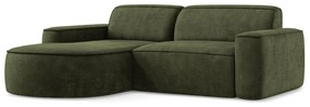 Divano angolare verde (con penisola a sinistra/con chaise lounge) con rivestimento in ciniglia Omao – Makamii
