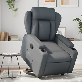 Poltrona Alzapersona Reclinabile Grigio İn Similpelle /