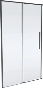 Porta doccia scorrevole L 98-100 cm x H 200 cm per nicchia in vetro trasparente SP. 8 mm, profilo opaco nero, serie Fit