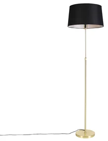 Lampada da terra oro/ottone con paralume in lino nero 45 cm - Parte