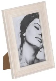 Cornice Portafoto Bianco Marrone Chiaro Legno Cristallo 14,5 x 2 x 20 cm