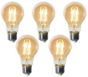 Set di 5 E27 dimbare LED lamp A60 goud 5W 500 lm 2700K