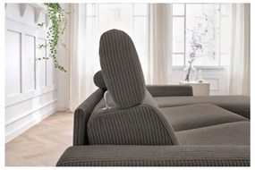 Divano angolare grigio/marrone allungabile (con composizione variabile) con rivestimento in velluto a coste Monaco – Bobochic Paris