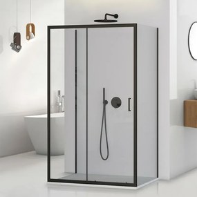 Box doccia 3 lati 70x140x70 nero opaco con porta scorrevole  Tay