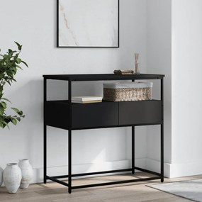 Tavolino Consolle Nero 75x40x75 Cm İn Legno Multistrato /