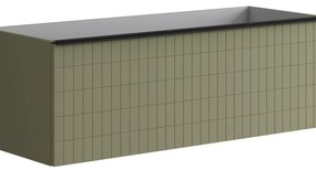 Mobile da bagno da fissare sotto lavabo L 120 x H 40 x P 45.5 cm verde salvia, 2 cassetti Pixel grid