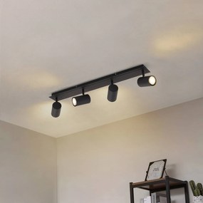Faretto da soffitto Lindby Joffrey, 70 cm, nero, a 4 luci, GU10