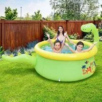 Piscina Gonfiabile Forma Dinosauro per Bambini 175cm con Doccia Spruzzo 1143lt