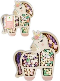 Perline di legno colori pastello – Unicorno, 170 pezzi