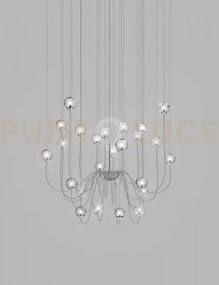 Puppet sospensione 24p multicolore 3 cromo lucido 24 luci attacco g9