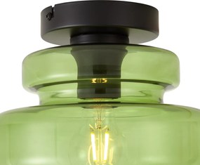 Plafoniera retrò nera con vetro verde - Denise