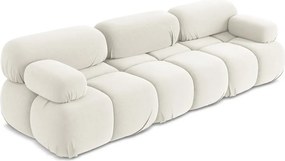 Divano componibile bianco con rivestimento in velluto 285 cm Lokua – Makamii
