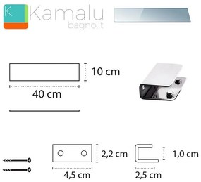 Kamalu - mensola portaoggetti bagno 40cm in vetro trasparente vitro-90