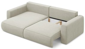 Divano angolare beige allungabile/con contenitore (con penisola a sinistra/con chaise lounge) Kapua – Makamii