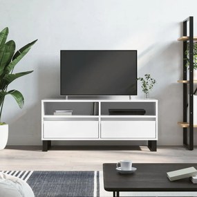 Mobile porta tv bianco lucido 100x34,5x44,5cm legno multistrato
