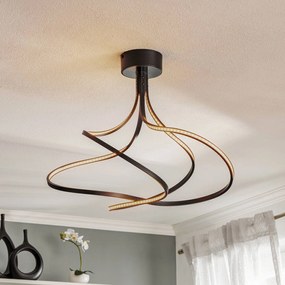 Plafoniera a LED Lungo Domiluce, dimmerabile, Nero, Soggiorno / Sala da pranzo, Metallo, Moderno, Plafoniera LED