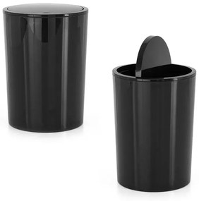 Set accessori bagno da appoggio 5 pezzi in plastica nero Glim