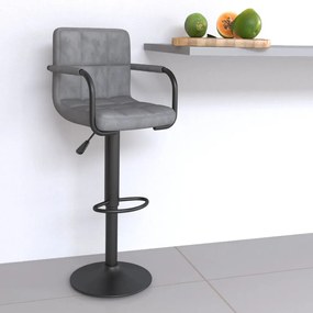Sgabello Da Bar Grigio Chiaro İn Velluto /