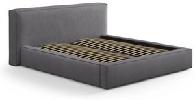 Letto matrimoniale imbottito grigio scuro con contenitore con rete inclusa 160x200 cm Simon Olivia – Micadoni