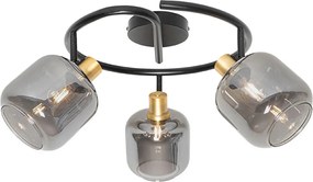 Faretto da soffitto nero con vetro fumé rotondo 3 luci - Zuzanna