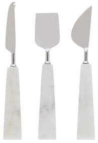 Kave Home - Set posate Bluma per formaggi in marmo bianco