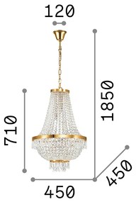 Lampadario Classico Caesar Metallo-Cristallo Oro 9 Luci G9 3W 3000K Luce Calda