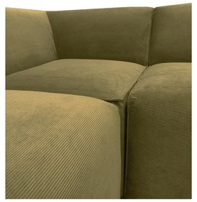 Divano angolare in velluto a coste verde (angolo destro) Sting - Scandic