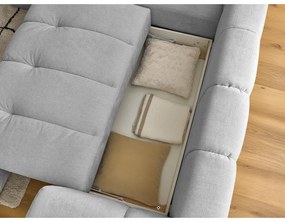 Divano angolare grigio chiaro allungabile e con contenitore (penisola a sinistra/a L) Fuji – Bobochic Paris